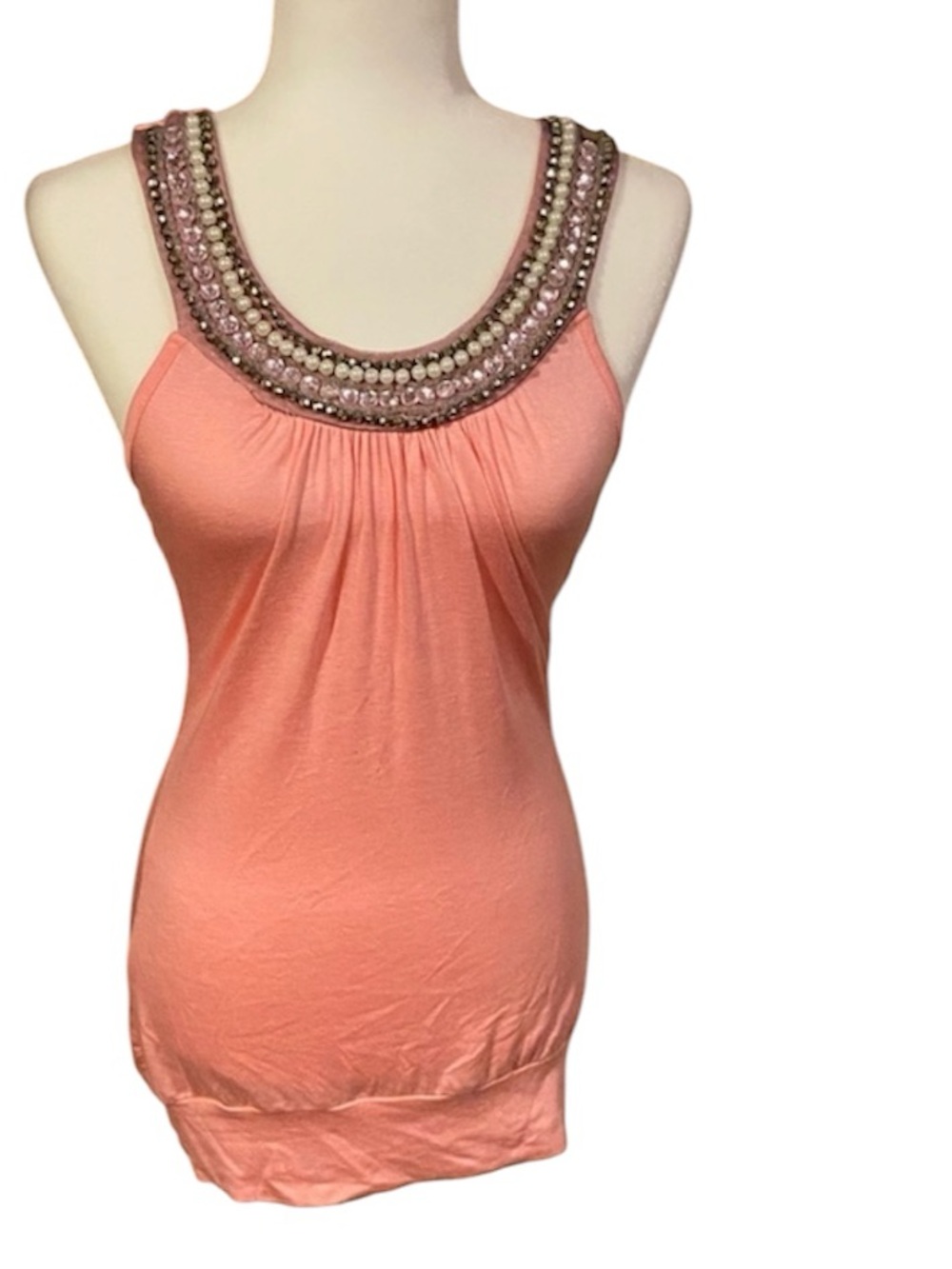 Pearl Beaded Pink Tank